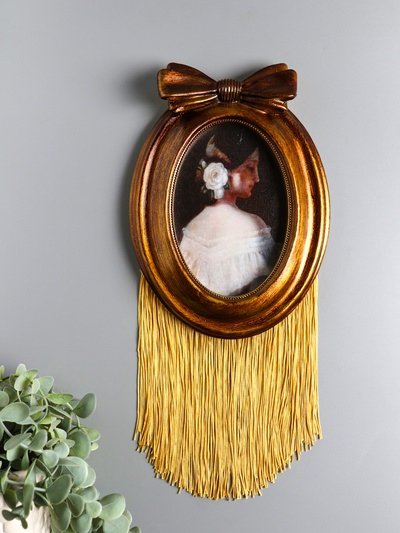 Фоторамка для фото 14×18.5 см «Бант с бахромой», полистоун под дерево, 22.5×17×3 см