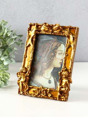 Фоторамка для фото 10×15 см «Ангелы с бантом», полистоун под бронзу, 20×16.5×2.5 см
