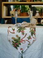 Дорожка на стол «Доляна. Новогодние ёлки», 35×180 см, бежевая - Фото 3