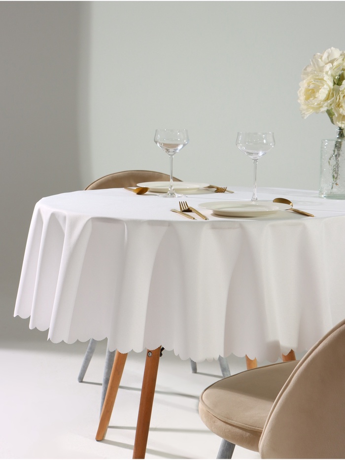 Скатерть «Этель», круглая, белая, d=150 см, ВГМО - Фото 1