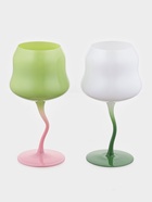 Бокалы для вина Pint, 450 мл, 8×19 см, набор 2 шт., стекло, зелёные, белые - Фото 2