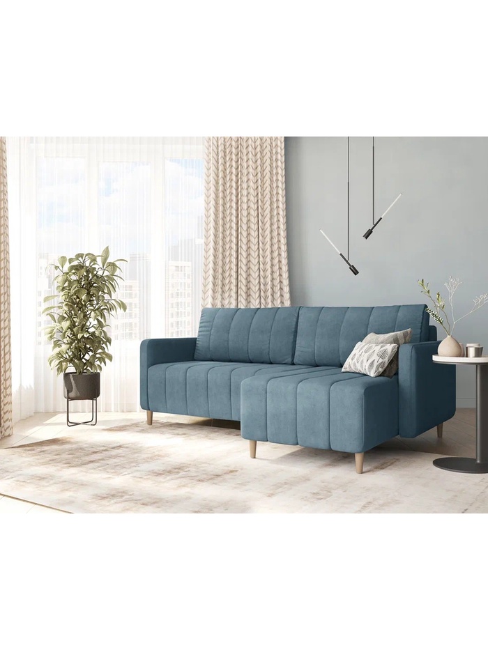 Диван угловой «Берген», НПБ, тик – так, цвет серый luma 23 - Фото 1