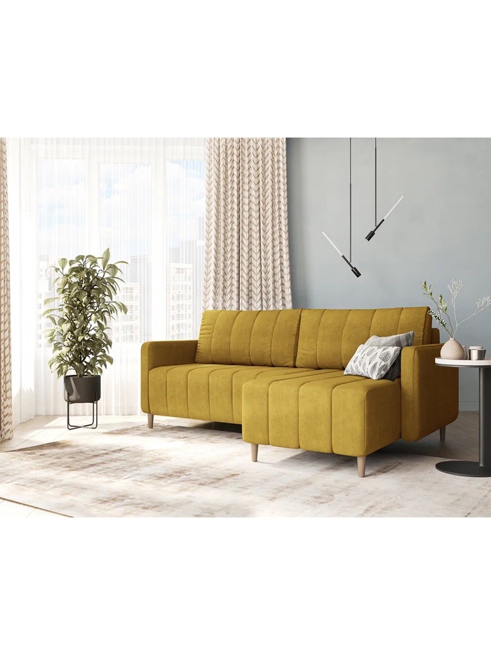 Диван угловой «Берген», с ящиком, НПБ, тик – так, цвет горчичный luma 07 - Фото 1