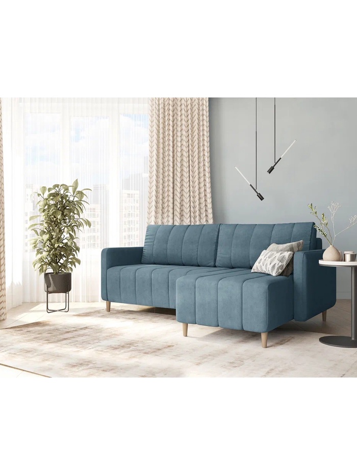 Диван угловой «Берген», с ящиком, НПБ, тик – так, цвет серый luma 23 - Фото 1