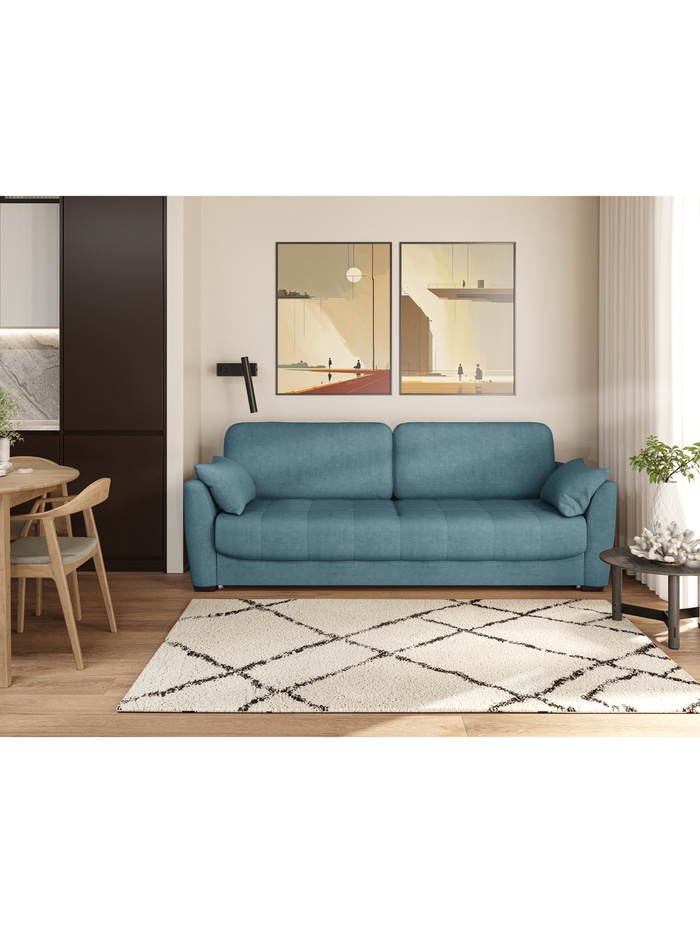 Диван прямой «Брайтон», НПБ, еврокнижка, цвет голубой newtone azure