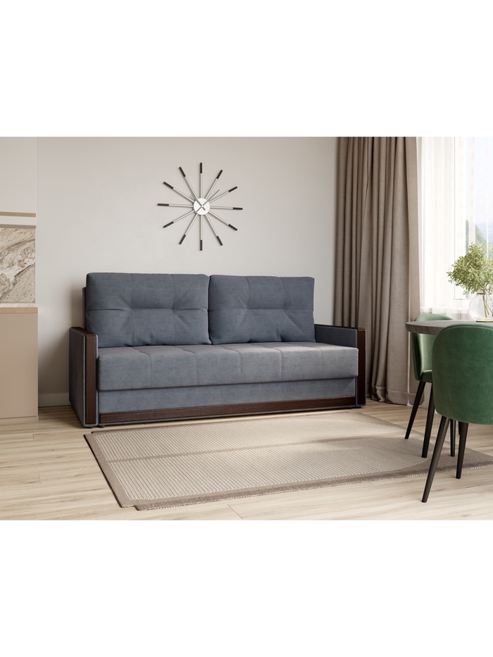 Диван прямой «Дамаск», НПБ, тик - так, цвет серый luma 23