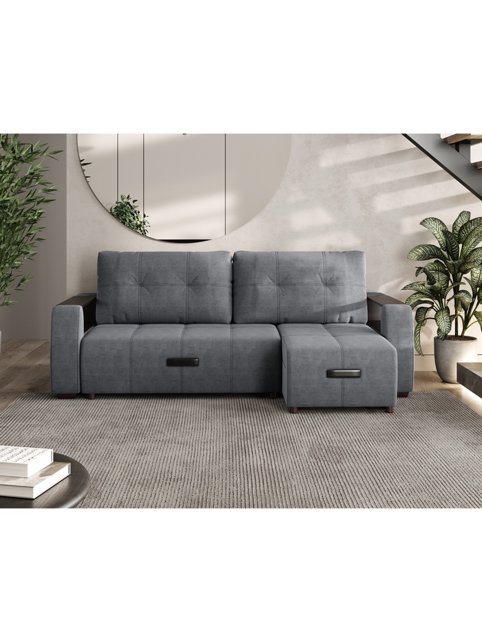 Диван угловой «Джаз», НПБ, тик - так, цвет серый luma 23