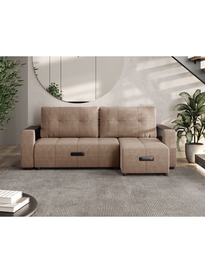 Диван угловой «Джаз», НПБ, тик - так, цвет бежевый newtone beige