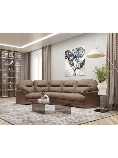 Диван угловой «Квин 6», левый, раскладушка «Седофлекс», цвет коричневый dacota 05