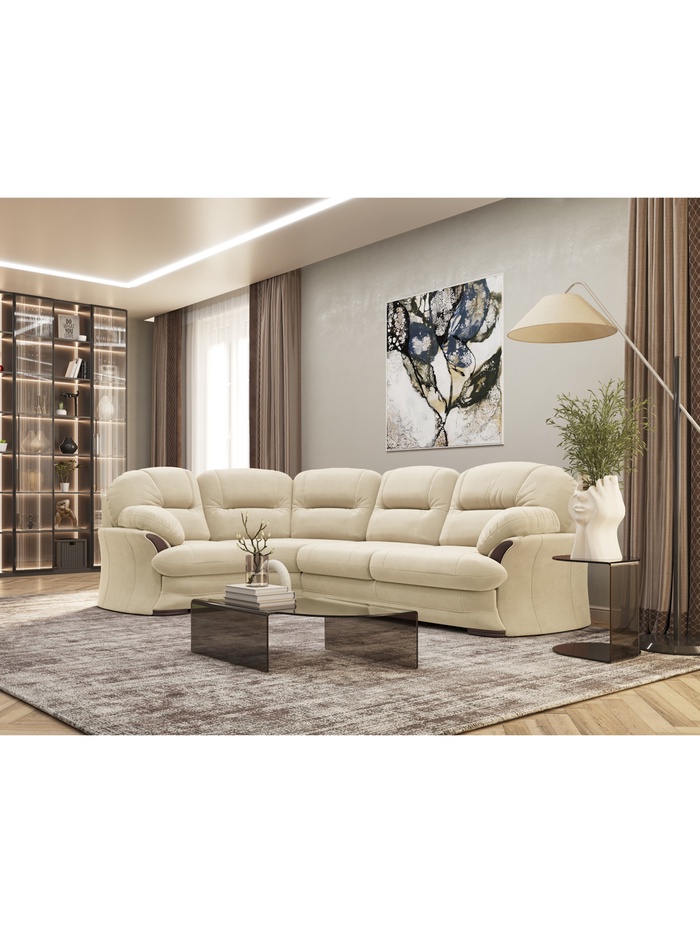 Диван угловой «Квин 6», левый, пружинная «змейка», раскладушка «Седофлекс», цвет молочный luma 01 - Фото 1