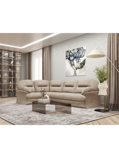 Диван угловой «Квин 6», левый, пружинная «змейка», без механизма, цвет бежевый dacota 02