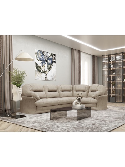 Диван угловой «Квин 6», правый, пружинная «змейка», раскладушка «Седофлекс», цвет бежевый dacota 02