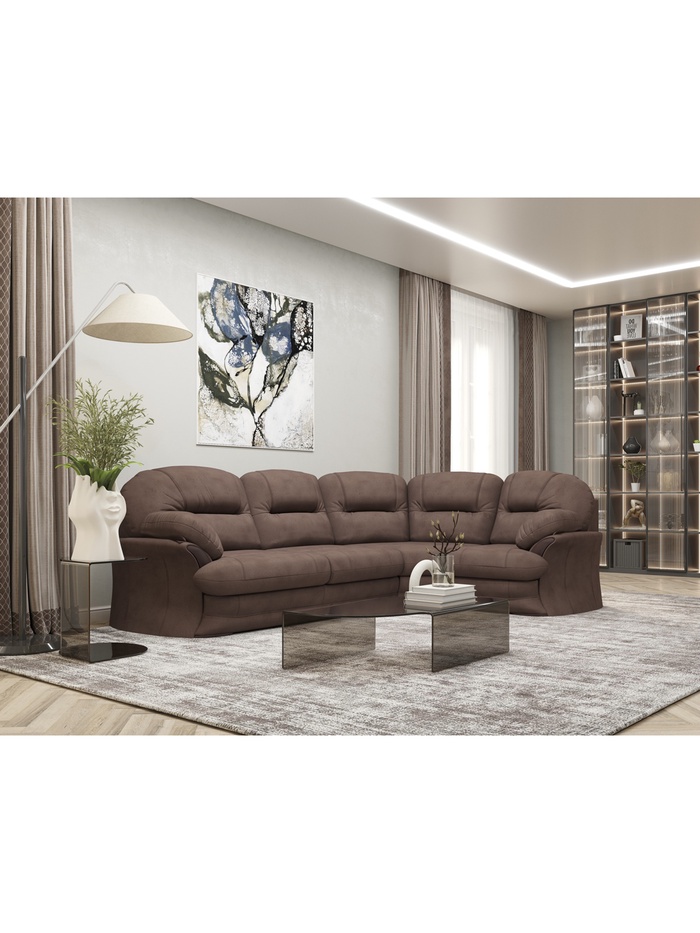 Диван угловой «Квин 6», правый, пружинная «змейка», раскладушка «Седофлекс», цвет тёмно – коричневый dacota 06 - Фото 1