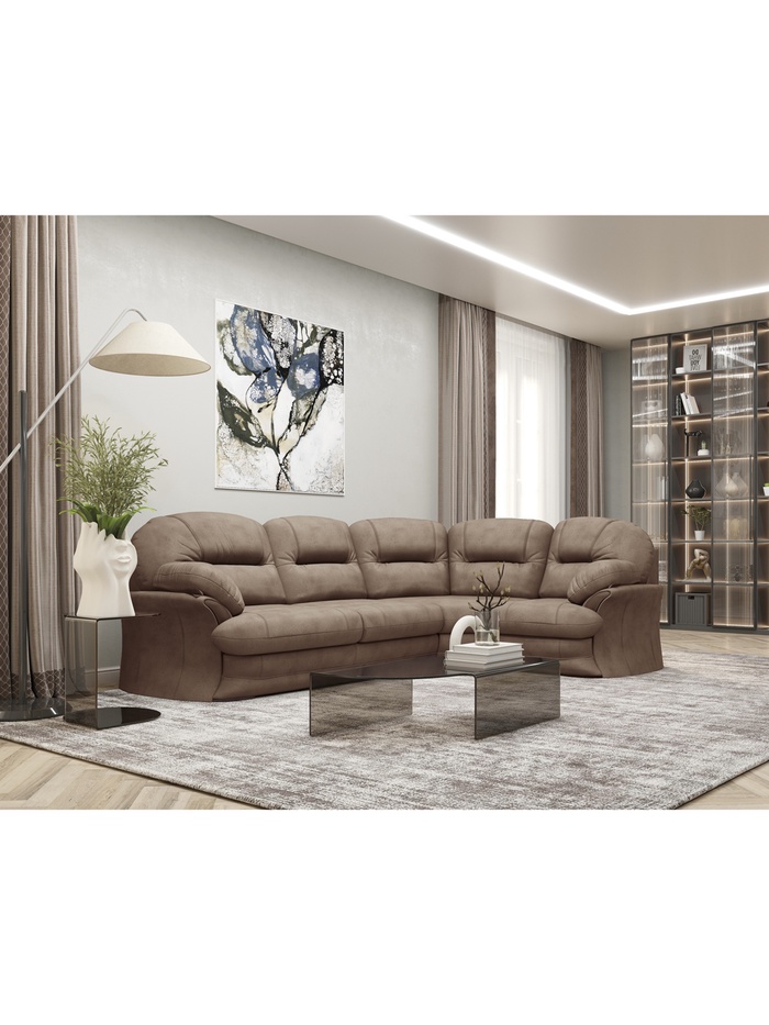 Диван угловой «Квин 6», правый, пружинная «змейка», без механизма, цвет коричневый dacota 05 - Фото 1