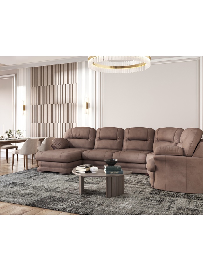 Диван угловой большой «Квин 6», левый, пружинная «змейка», раскладушка, цвет коричневый dacota 05 - Фото 1