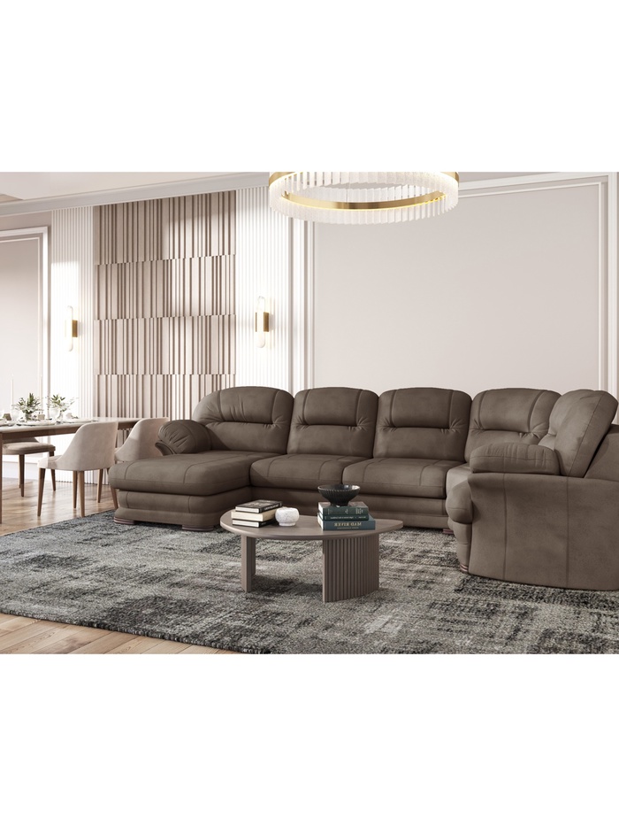 Диван угловой большой «Квин 6», левый, раскладушка, цвет тёмно – коричневый dacota 06 - Фото 1