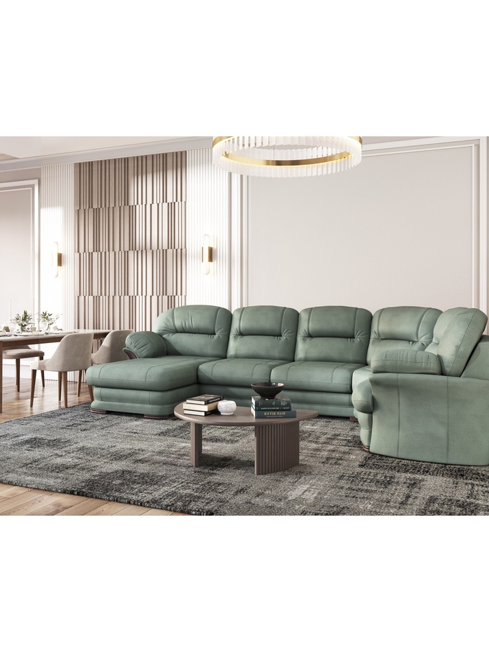 Диван угловой большой «Квин 6», левый, раскладушка «Седофлекс», цвет зелёный dacota 14 - Фото 1