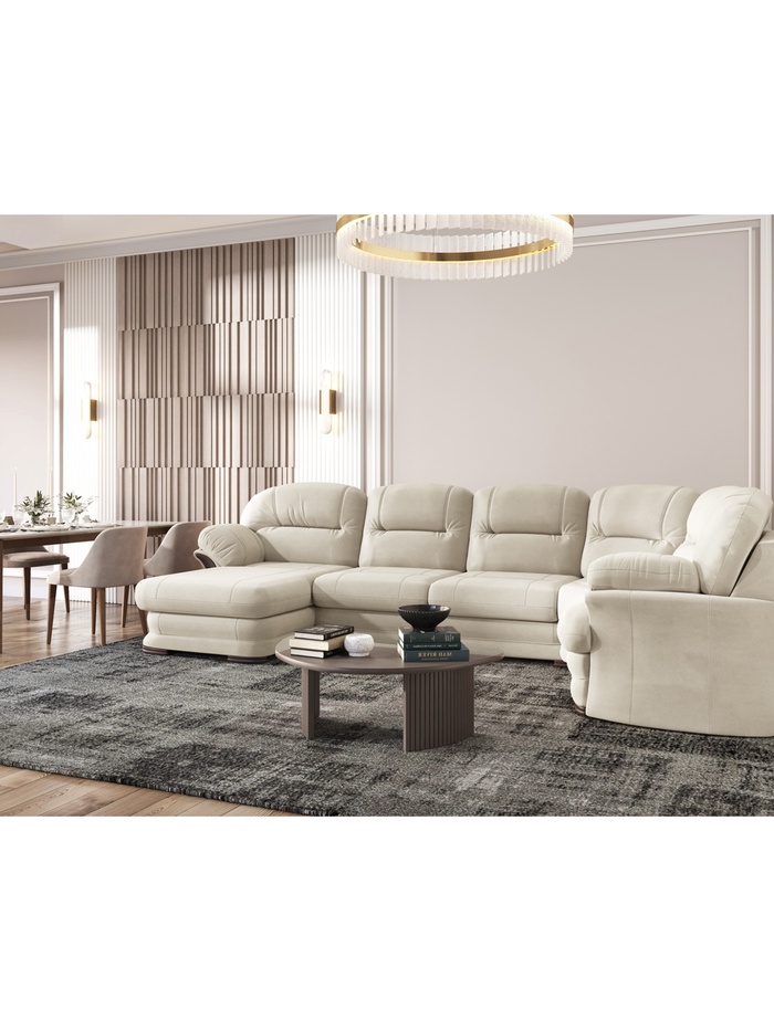 Диван угловой большой «Квин 6», левый, пружинная «змейка», без механизма, цвет молочный luma 01 - Фото 1