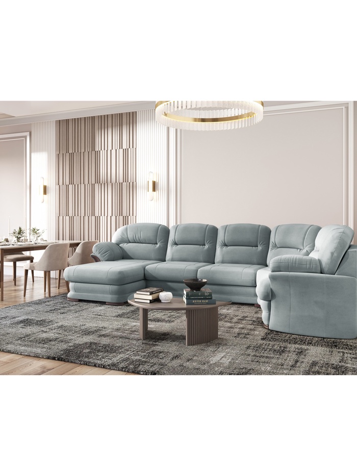 Диван угловой большой «Квин 6», левый, без механизма, цвет серо - голубой newtone aqwa blue - Фото 1