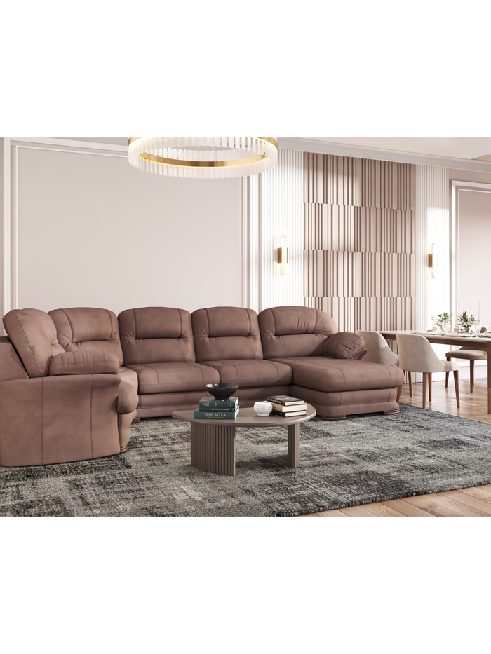 Диван угловой большой «Квин 6», правый, пружинная «змейка», раскладушка, цвет коричневый dacota 05 - Фото 1