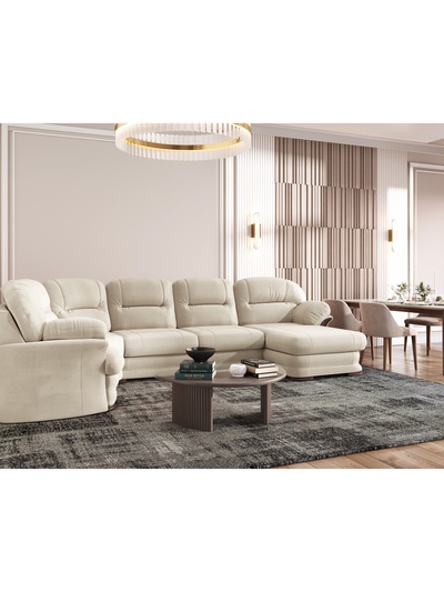 Диван угловой большой «Квин 6», правый, раскладушка «Седофлекс», цвет молочный luma 01