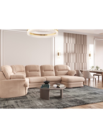 Диван угловой большой «Квин 6», правый, раскладушка «Седофлекс», цвет бежевый Luma03