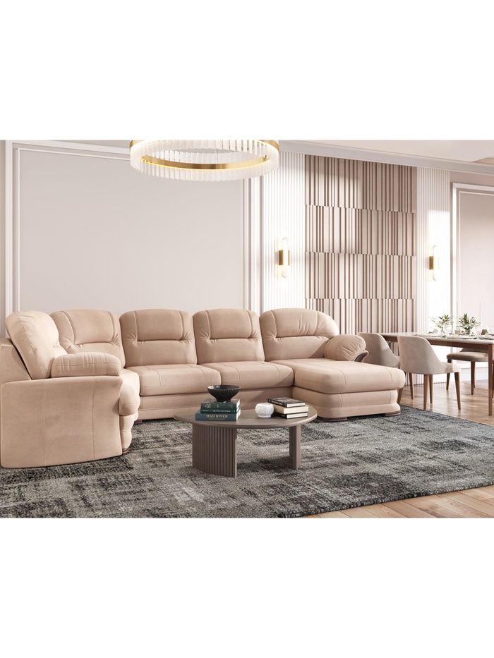 Диван угловой большой «Квин 6», правый, раскладушка «Седофлекс», цвет бежевый Luma03 - Фото 1