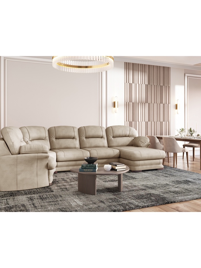 Диван угловой большой «Квин 6», правый, пружинная «змейка», без механизма, цвет бежевый dacota 02