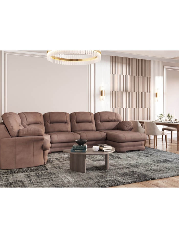 Диван угловой большой «Квин 6», правый, пружинная «змейка», без механизма, цвет коричневый dacota 05