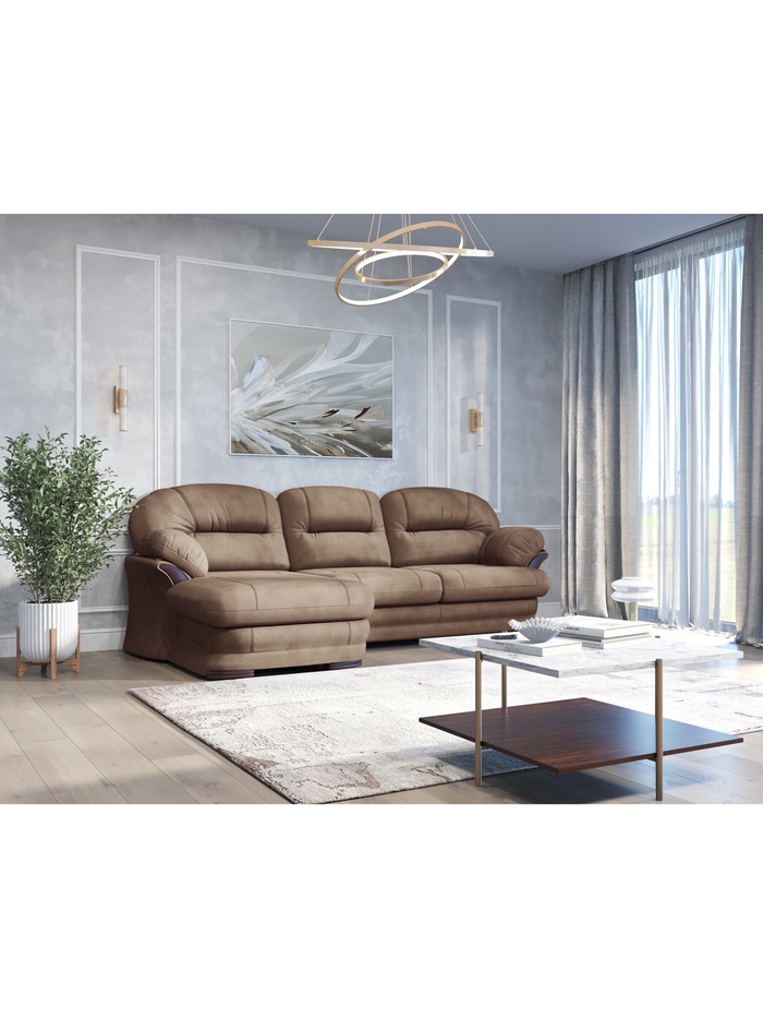 Диван угловой малый «Квин 6», левый, раскладушка «Седофлекс», цвет коричневый dacota 05 - Фото 1