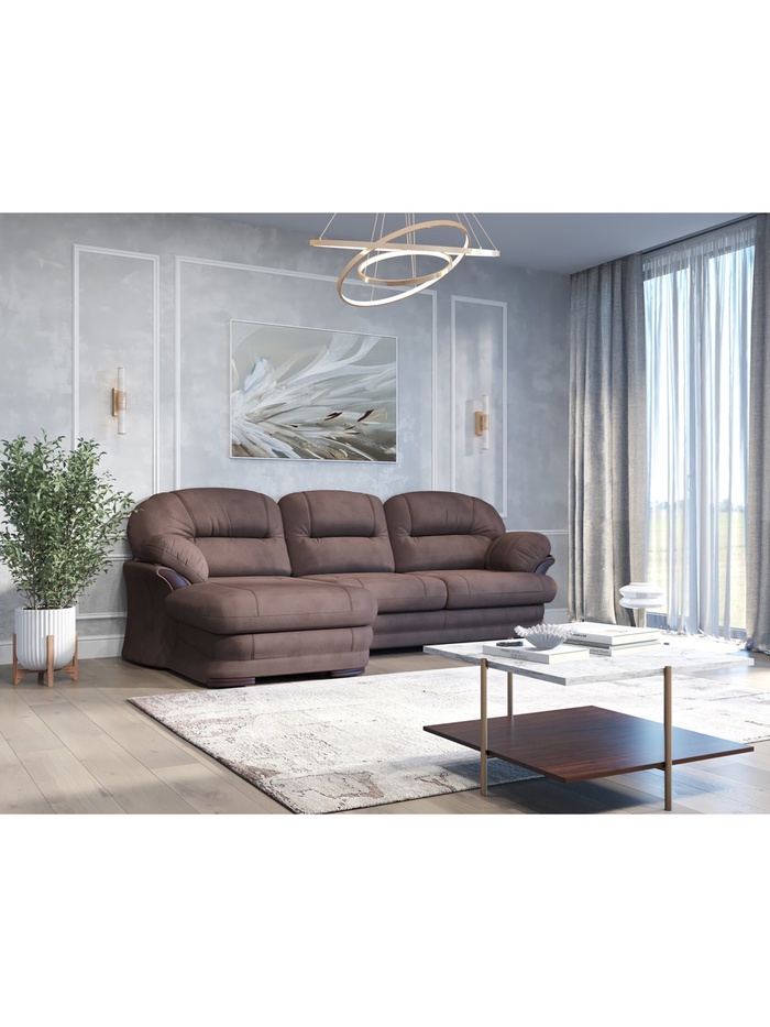 Диван угловой малый «Квин 6», левый, раскладушка «Седофлекс», цвет тёмно – коричневый dacota 06 - Фото 1