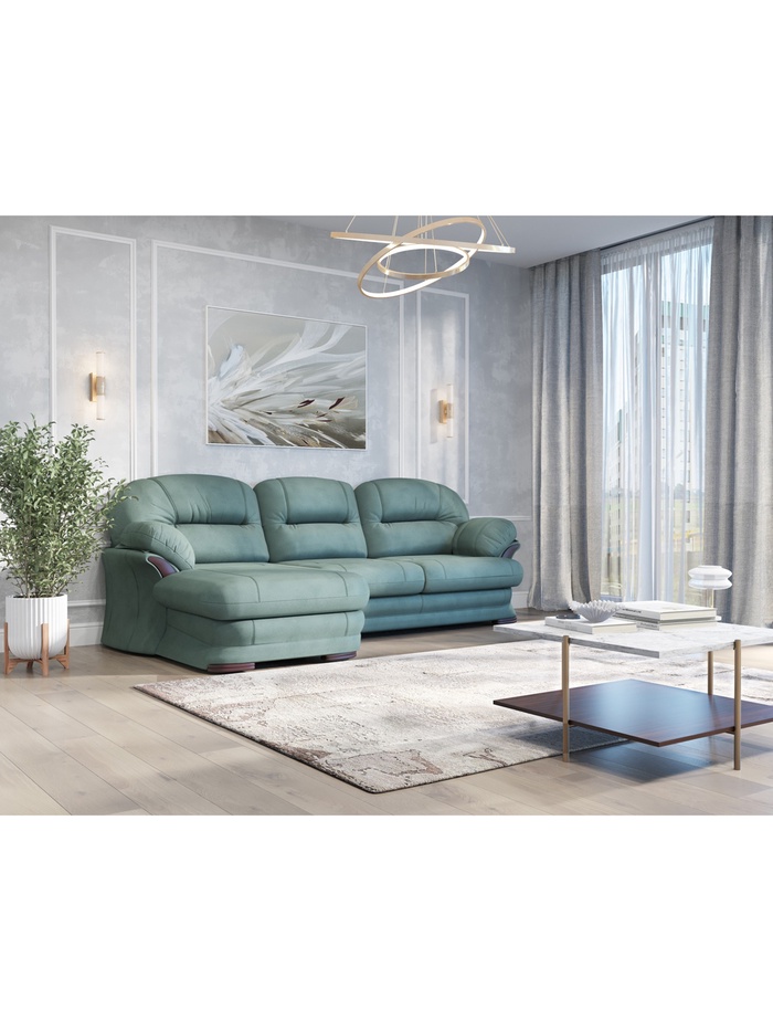 Диван угловой малый «Квин 6», левый, пружинная «змейка», раскладушка «Седофлекс», цвет зелёный dacota 14 - Фото 1