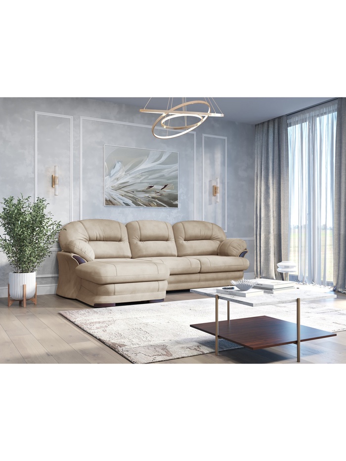 Диван угловой малый «Квин 6», левый, пружинная «змейка», без механизма, цвет бежевый dacota 02 - Фото 1