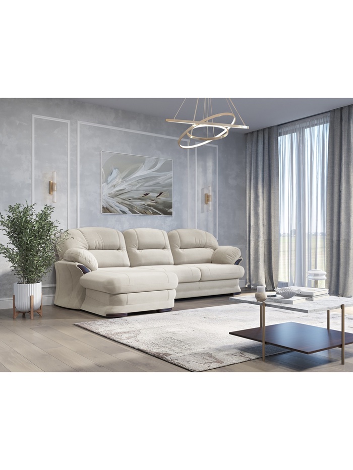 Диван угловой малый «Квин 6», левый, пружинная «змейка», без механизма, цвет молочный luma 01 - Фото 1