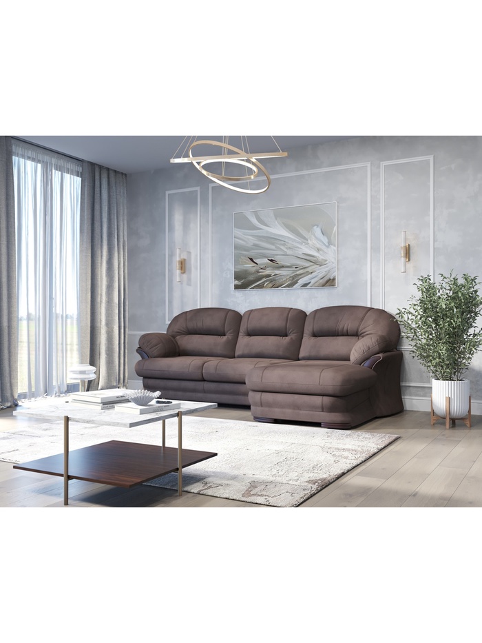 Диван угловой малый «Квин 6», правый, «раскладушка «Седофлекс», цвет коричневый dacota 06 - Фото 1