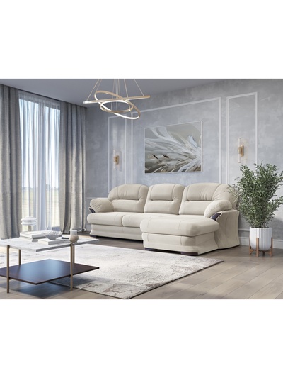 Диван угловой малый «Квин 6», правый, раскладушка «Седофлекс», цвет молочный luma 01