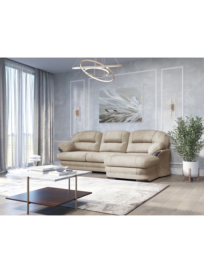 Диван угловой малый «Квин 6», правый, пружинная «змейка», без механизма, цвет бежевый dacota 02 - Фото 1