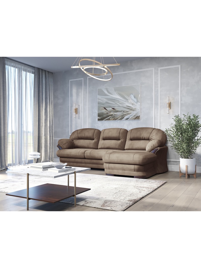 Диван угловой малый «Квин 6», правый, пружинная «змейка», без механизма, цвет коричневый dacota 05 - Фото 1