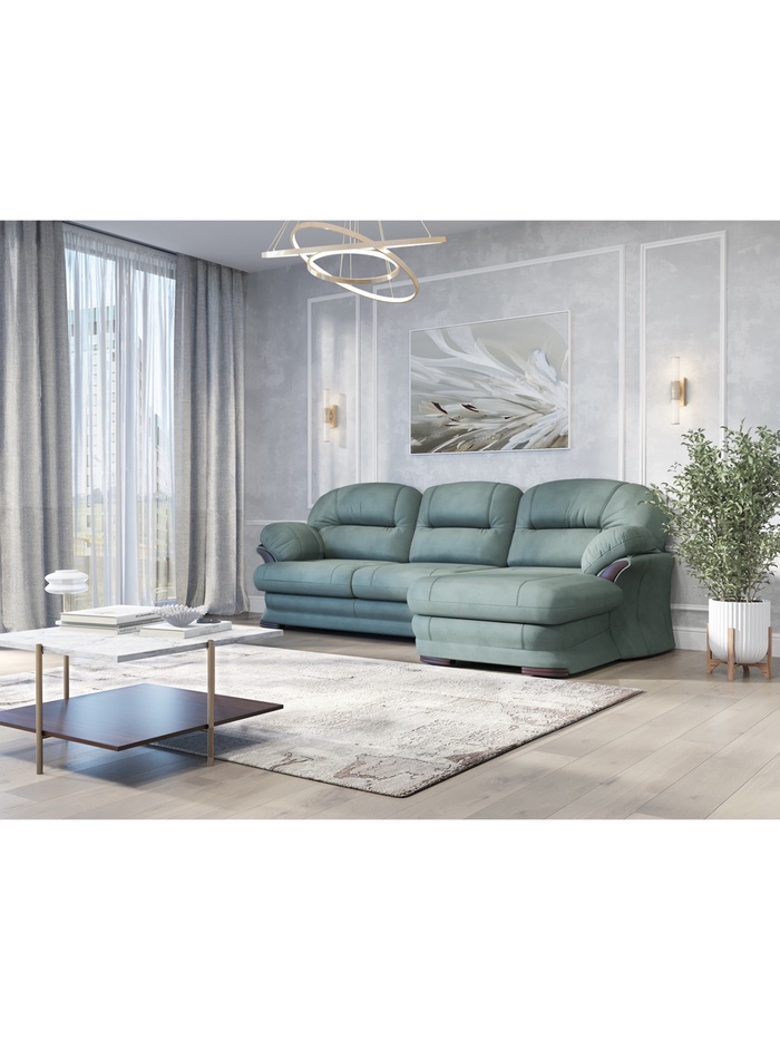 Диван угловой малый «Квин 6», правый, пружинная «змейка», без механизма, цвет зелёный dacota 14 - Фото 1