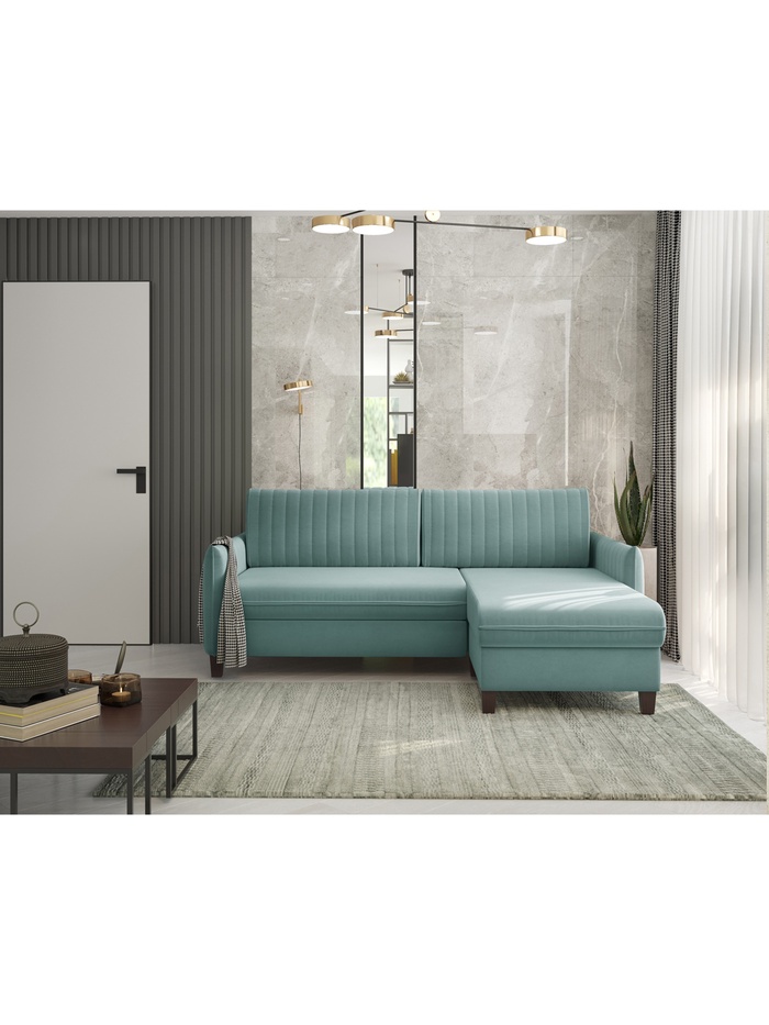 Диван угловой «Мальме», НПБ, тик - так, цвет серо - голубой newtone aqwa blue