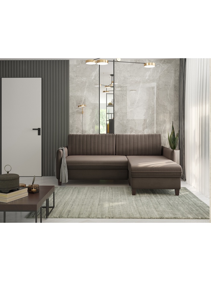 Диван угловой «Мальме», НПБ, тик - так, цвет коричневый newtone dark brown