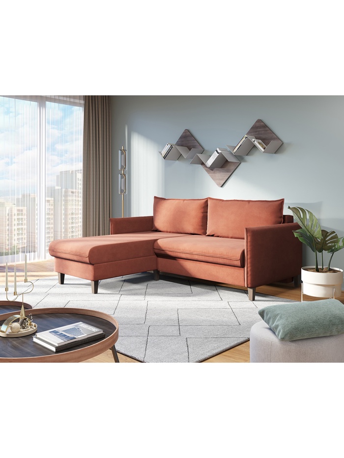 Диван угловой «Ольборг», НПБ, тик – так, цвет кирпичный ultra terra - Фото 1