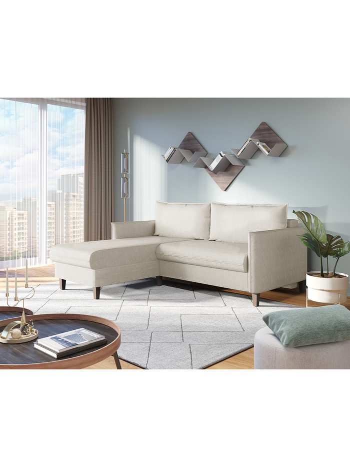 Диван угловой «Ольборг», НПБ, тик – так, цвет молочный luma 01 - Фото 1