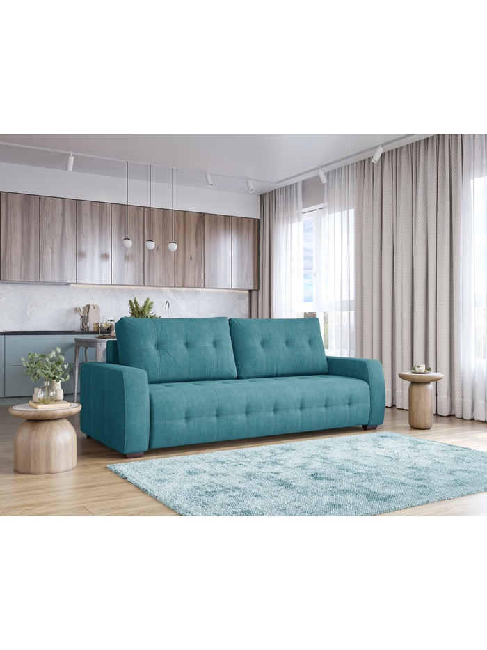 Диван прямой «Санрайз», НПБ, еврокнижка, цвет бирюзовый luma 18 - Фото 1