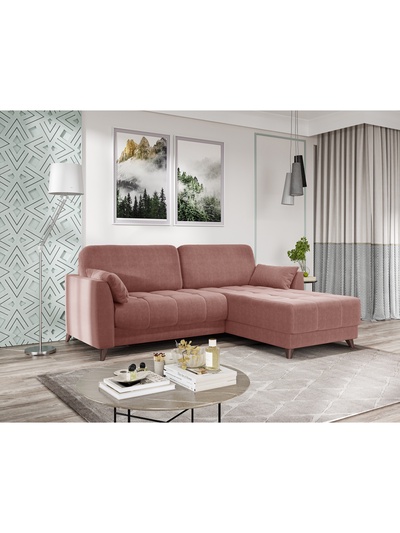 Диван угловой «Скандинавия», правый, НПБ, тик – так, цвет коралловый ultra coral