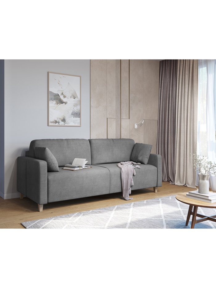 Диван прямой «Стокгольм», НПБ, тик – так, цвет серый luma 23 - Фото 1