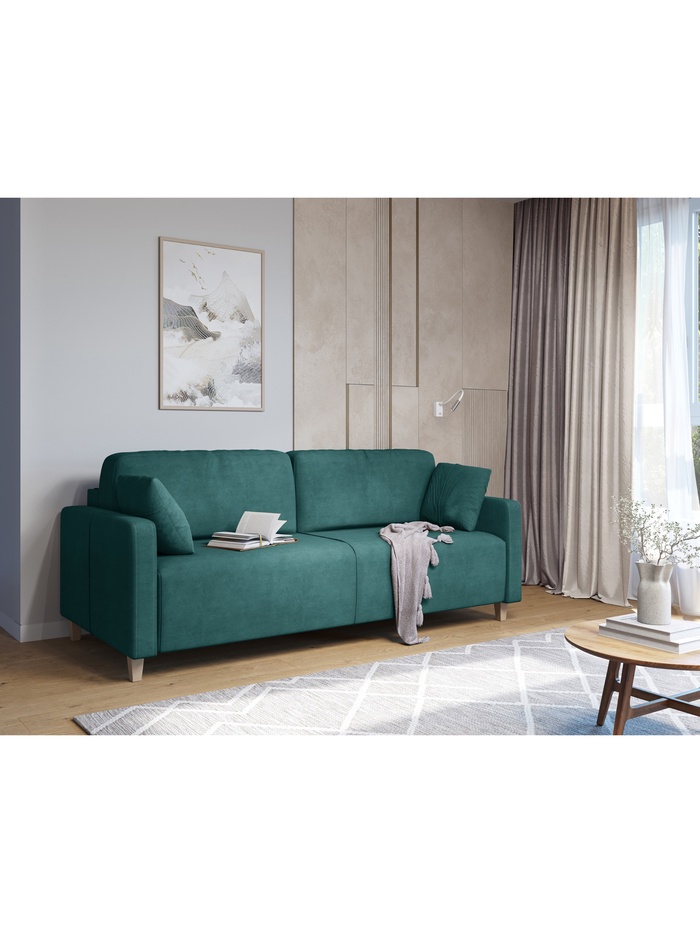 Диван прямой «Стокгольм», НПБ, тик – так, цвет изумрудный newtone emerald - Фото 1