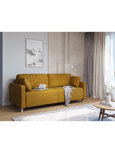 Диван прямой «Стокгольм», НПБ, тик – так, цвет горчичный luma 07