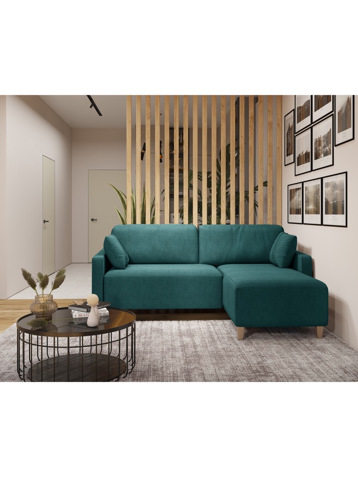 Диван угловой «Стокгольм», НПБ, тик – так, цвет изумрудный newtone emerald - Фото 1