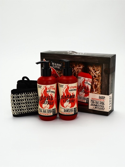 УЦЕНКА Набор «Тому, у кого огонь в сердце», гель для душа и шампунь, 2×300, мочалка с ручками 986754